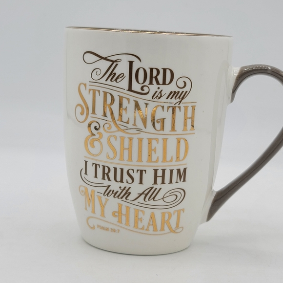 Christian Art Gifts Scripture Mugs Pair Bible Verse Gold Lettering Ceramic Cups - Picture 4 of 11